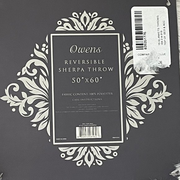 Owens Gray and White Reversible Sherpa Throw - Picture 5 of 6